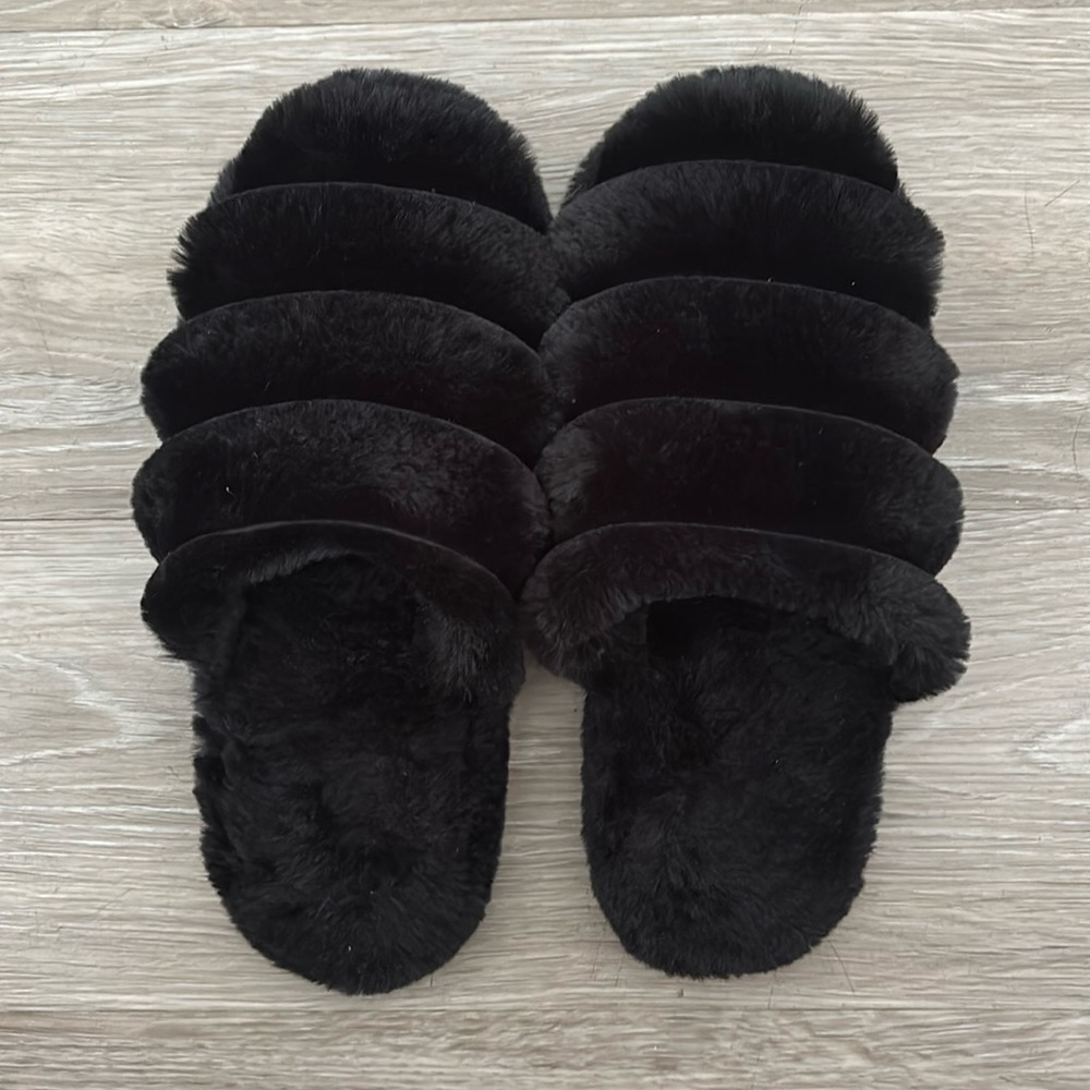 Black Furry Slippers Size Medium | 7
